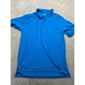 Pine Trails Solid Polo Shirt L Blue Short Sleeve Cotton Preppy Casual Basics
